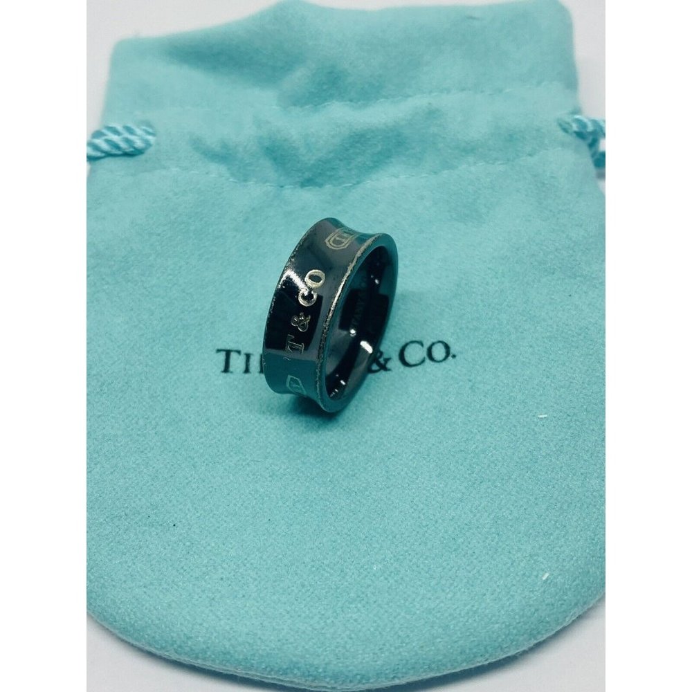 Tiffany & Co. Titanium 1837 Black Concave Ring Size 5.75
